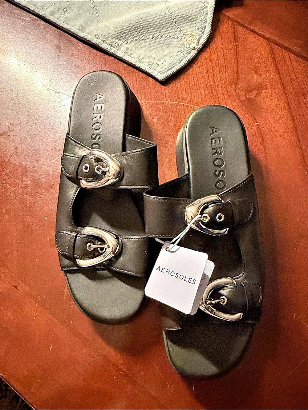 Aerosoles Hamden Slide Sandal Black Buckle Sandals